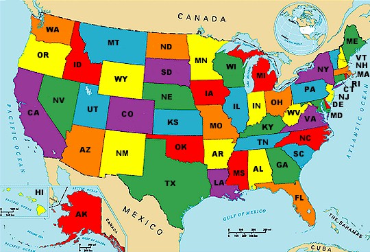 map of us states. Click here for Larger Map